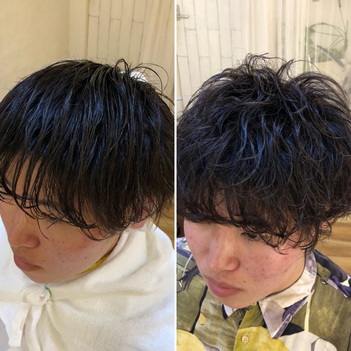 横も後ろも刈り上げ マッシュヘアに動きのあるスパイラルパーマをかけて 無造作な動きをつける Frei フライ 大阪 梅田の美容室